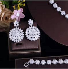 Zircon Jewelry Set – Necklace, Earrings, Ring & Bracelet