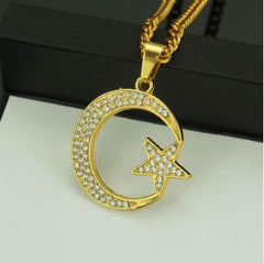 Zircon Moon and Star Set – Pendant Necklace & Earrings Set