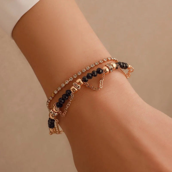 Ethnic Style Beaded Diamond Tassel Bracelet