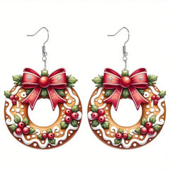 Christmas Cookie Wreath Acrylic Earrings