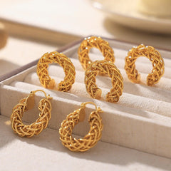 Twist Geometric Earrings - Gold Fashion OL Style